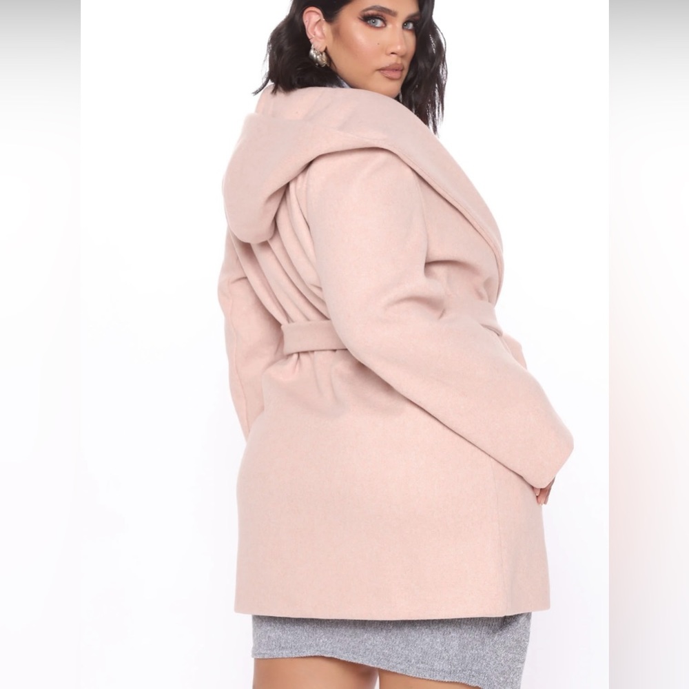Fashion Nova Mauve Hooded Coat Size Small - Picture 3 of 9